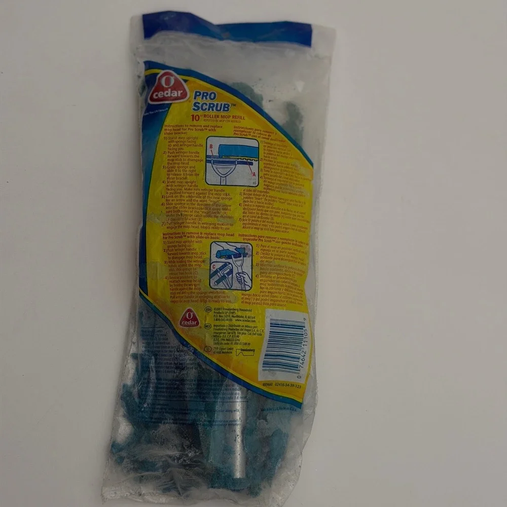 O-Cedar Pro Scrub 10 Inch Roller Mop Refill Blue Sponge Easy Slide-On 403660